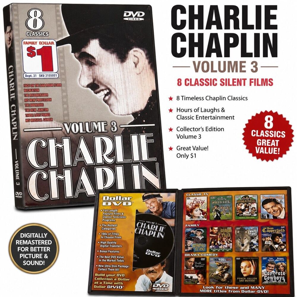 Charlie Chaplin Volume 3 DVD 8 Classics Silent Films Comedy Collection